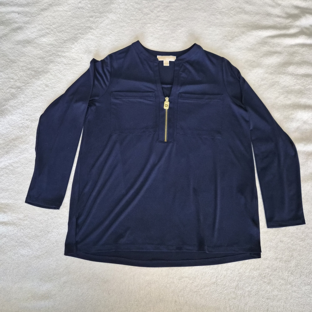 Michael Kors Navy Long Sleeve with Gold Zipper